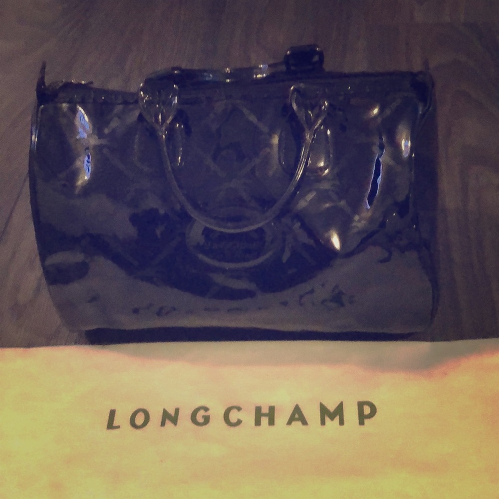 Long champ black Patten Leather bowling ball bag